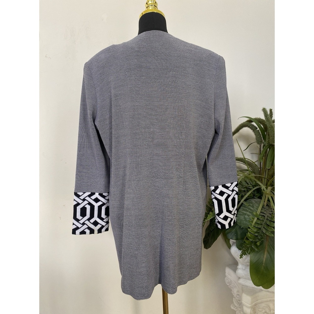 Misook Black White Striped Geometric Knit Blazer Cardigan Jacket Size L $398 - Picture 6 of 8